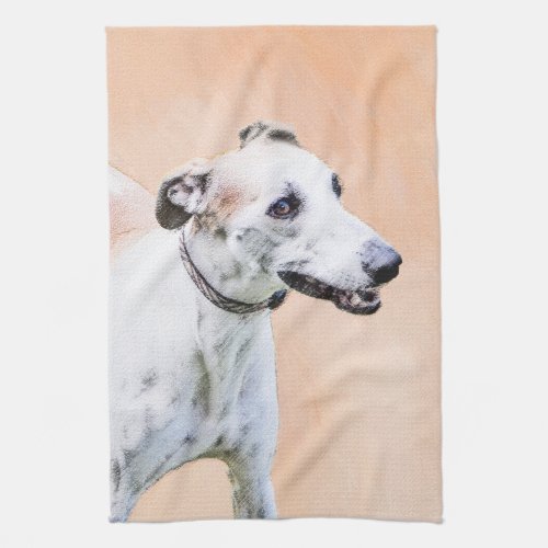 Greyhound Painting _ Cute Original Dog Art Kitchen Towel