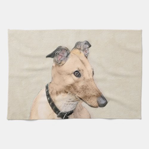 Greyhound Painting _ Cute Original Dog Art Kitchen Towel