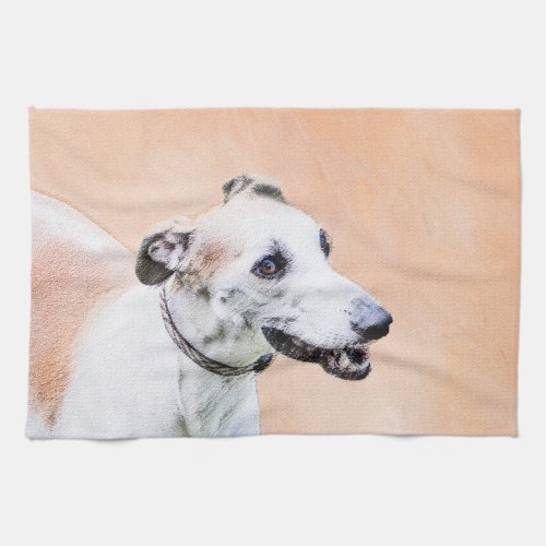 Greyhound Painting _ Cute Original Dog Art Kitchen Towel