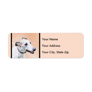 Greyhound Painting - Cute Original Dog Art Label