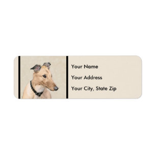Greyhound Painting - Cute Original Dog Art Label