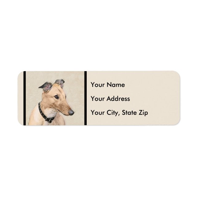 Greyhound Painting - Cute Original Dog Art Label (Front)