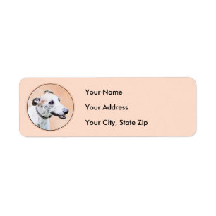 Greyhound Painting - Cute Original Dog Art Label