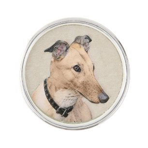 Greyhound Painting - Cute Original Dog Art Lapel Pin