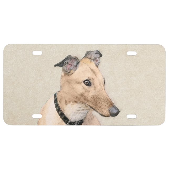 Greyhound Painting - Cute Original Dog Art License Plate (Front)