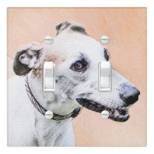 Greyhound Painting - Cute Original Dog Art Light Switch Cover