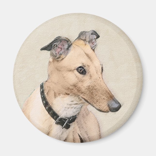 Greyhound Painting - Cute Original Dog Art Magnet (Front)