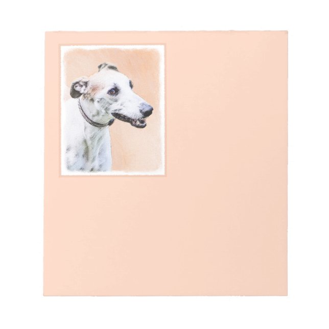 Greyhound Painting - Cute Original Dog Art Notepad (Front)