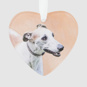 Greyhound Painting - Cute Original Dog Art Ornament