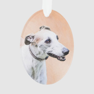 Greyhound Painting - Cute Original Dog Art Ornament