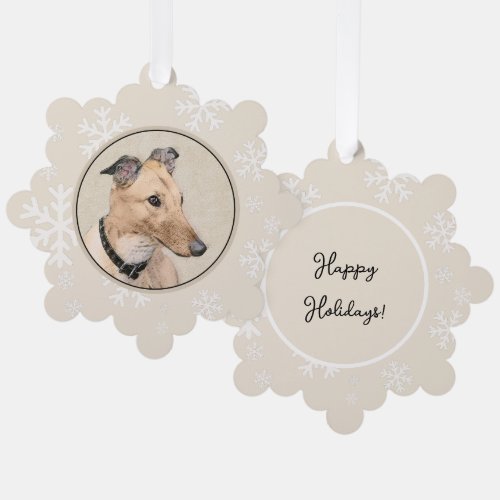 Greyhound Painting _ Cute Original Dog Art Ornament Card