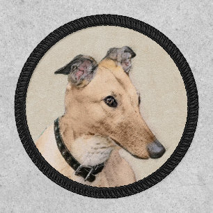 Greyhound Painting - Cute Original Dog Art Patch