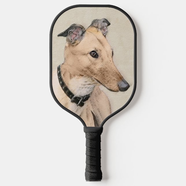 Greyhound Painting - Cute Original Dog Art Pickleball Paddle (Front)