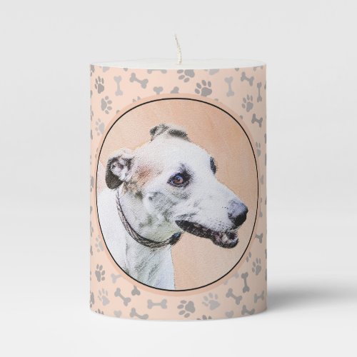 Greyhound Painting _ Cute Original Dog Art Pillar Candle
