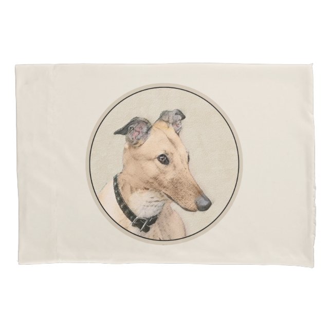 Greyhound Painting - Cute Original Dog Art Pillow Case (Front)