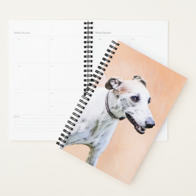 Greyhound Painting - Cute Original Dog Art Planner (Display)