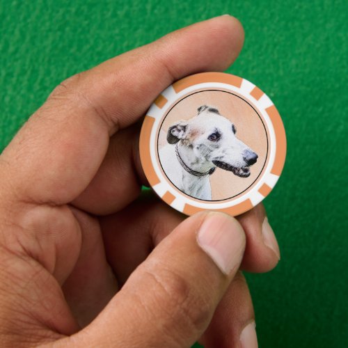 Greyhound Painting _ Cute Original Dog Art Poker Chips