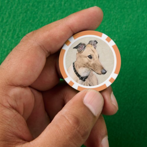 Greyhound Painting _ Cute Original Dog Art Poker Chips