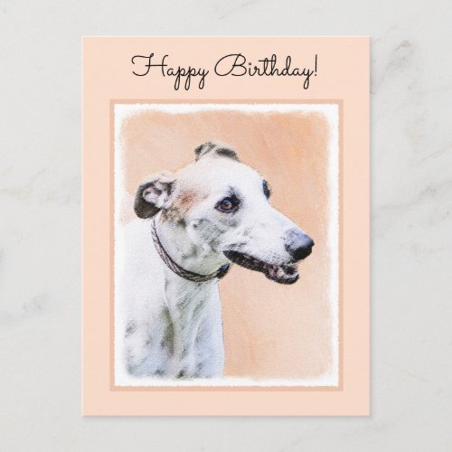 Greyhound Painting _ Cute Original Dog Art Postcard
