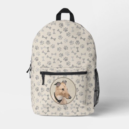 Greyhound Painting _ Cute Original Dog Art Printed Backpack