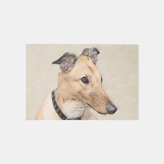 Greyhound Painting - Cute Original Dog Art Rug (Front)
