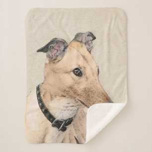 Greyhound Painting - Cute Original Dog Art Sherpa Blanket