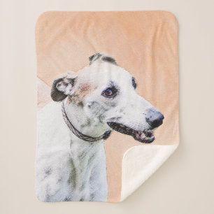 Greyhound Painting - Cute Original Dog Art Sherpa Blanket
