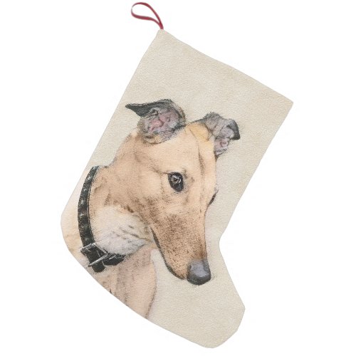 Greyhound Painting _ Cute Original Dog Art Small Christmas Stocking