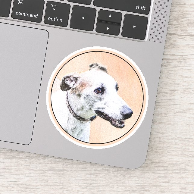 Greyhound Painting - Cute Original Dog Art Sticker (Detail)