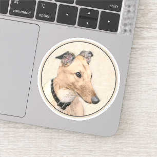 Greyhound Painting - Cute Original Dog Art Sticker