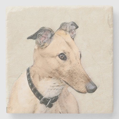 Greyhound Painting _ Cute Original Dog Art Stone Coaster