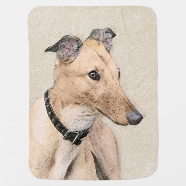 Greyhound Painting - Cute Original Dog Art Stroller Blanket (Front)