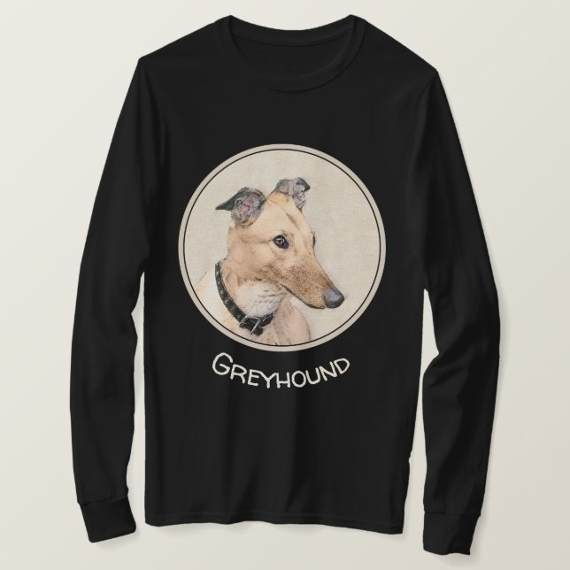 Greyhound Painting - Cute Original Dog Art T-Shirt (Design Front)