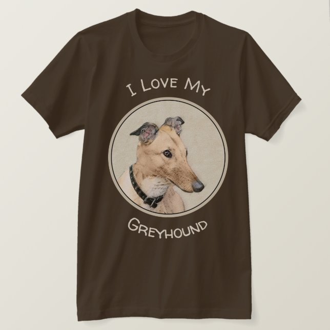 Greyhound Painting - Cute Original Dog Art T-Shirt (Design Front)