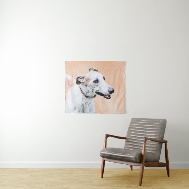 Greyhound Painting - Cute Original Dog Art Tapestry (In Situ (Horizontal))