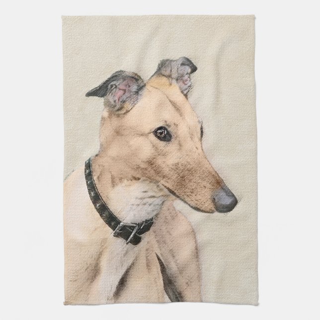 Greyhound Painting - Cute Original Dog Art Towel (Vertical)