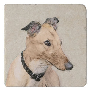 Greyhound Painting - Cute Original Dog Art Trivet