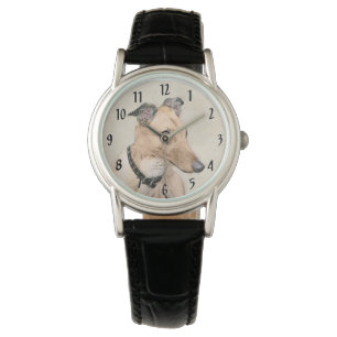 Greyhound Painting - Cute Original Dog Art Watch