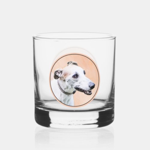 Greyhound Painting _ Cute Original Dog Art Whiskey Glass