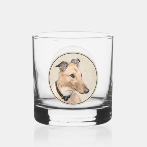 Greyhound Painting _ Cute Original Dog Art Whiskey Glass