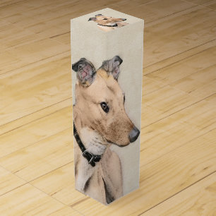 Greyhound Painting - Cute Original Dog Art Wine Box