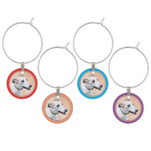 Greyhound Painting - Cute Original Dog Art Wine Charm