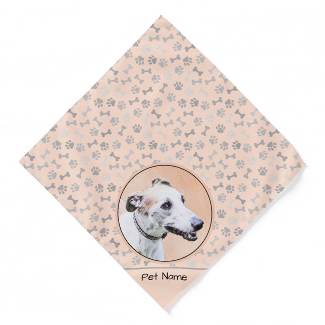 Greyhound Painting Cute Red White Original Dog Art Bandana (Front)