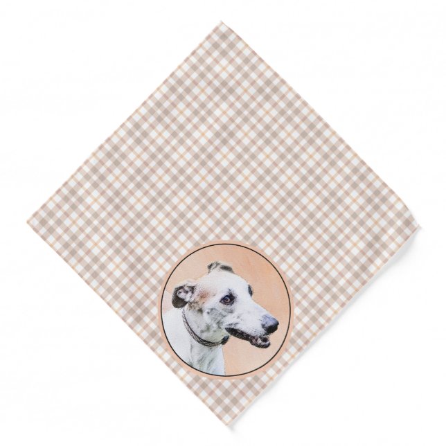 Greyhound Painting Cute Red White Original Dog Art Bandana (Front)