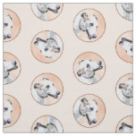 Greyhound Painting Cute Red White Original Dog Art Fabric