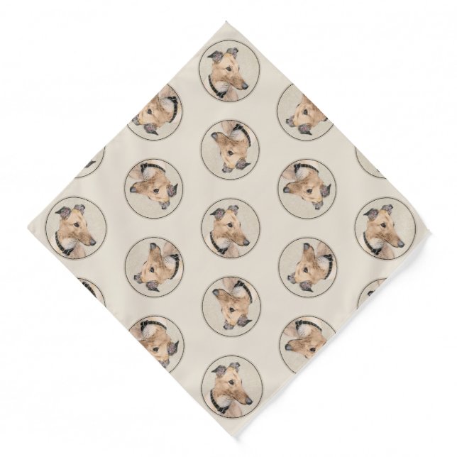 Greyhound Painting Fawn Cute Original Pet Dog Art Bandana (Front)