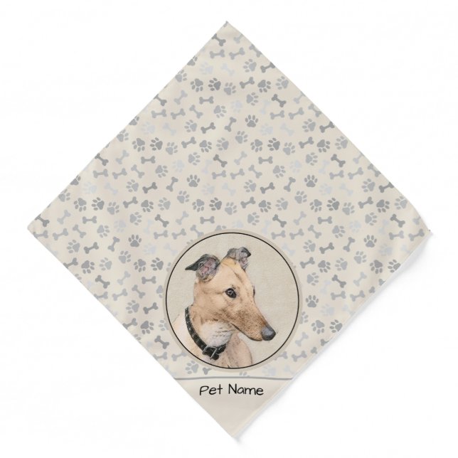 Greyhound Painting Fawn Cute Original Pet Dog Art Bandana (Front)