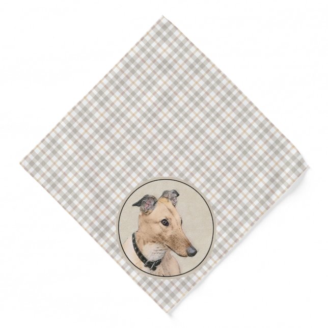Greyhound Painting Fawn Cute Original Pet Dog Art Bandana (Front)