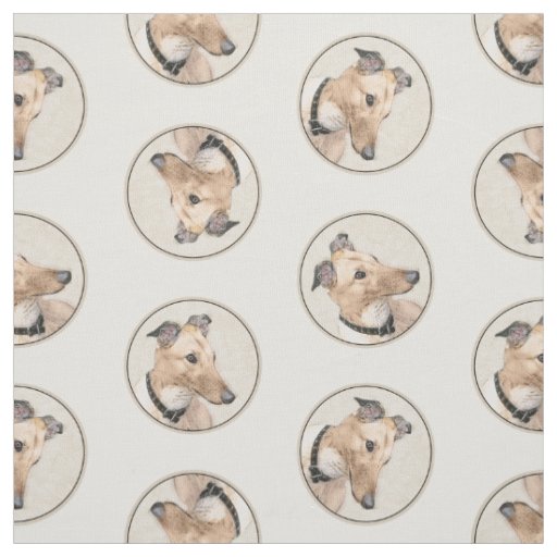 Greyhound Painting Fawn Cute Original Pet Dog Art Fabric
