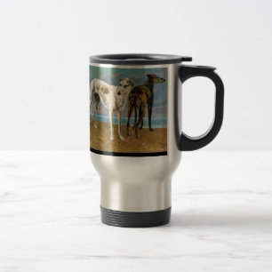 Greyhound Painting - Two Greyhounds - Vintage Art Travel Mug